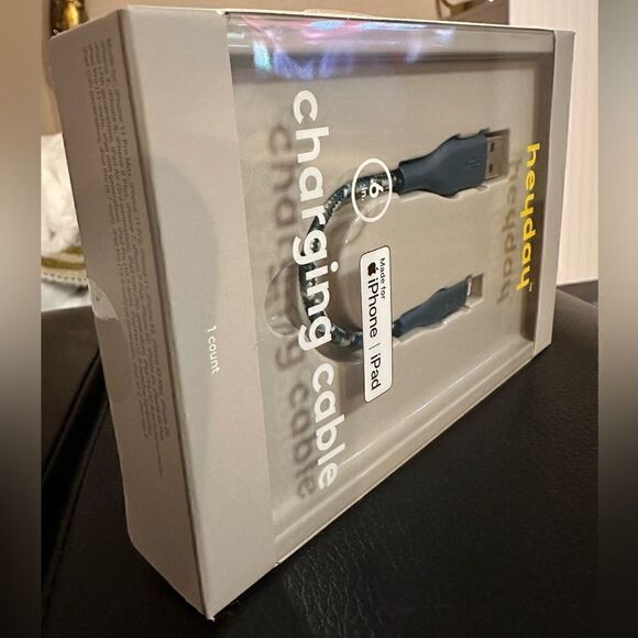 Heyday Round Charging Cable compatible with iPhone to USB-A (Blue) 6 In. - Picture 10 of 12